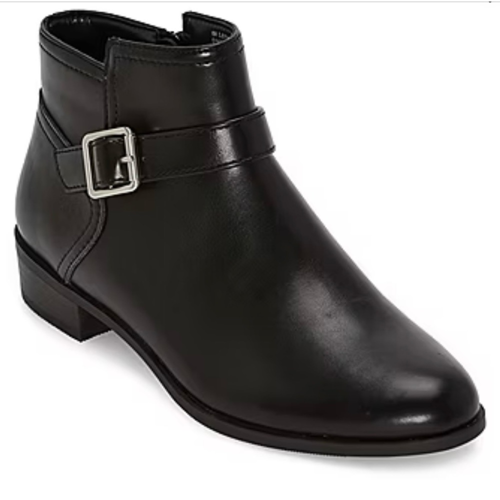 St. John Collection Dark Ankle Boots with Silver Buckle